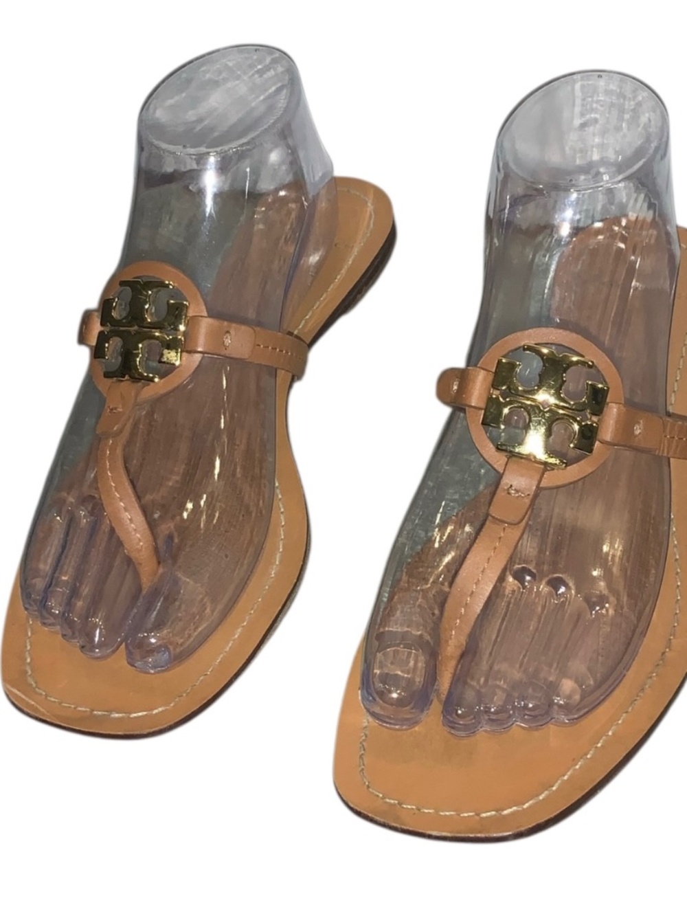 Tory Burch Vintage Vachetta Brown Mini Miller Thong Sandals Size 7.5
